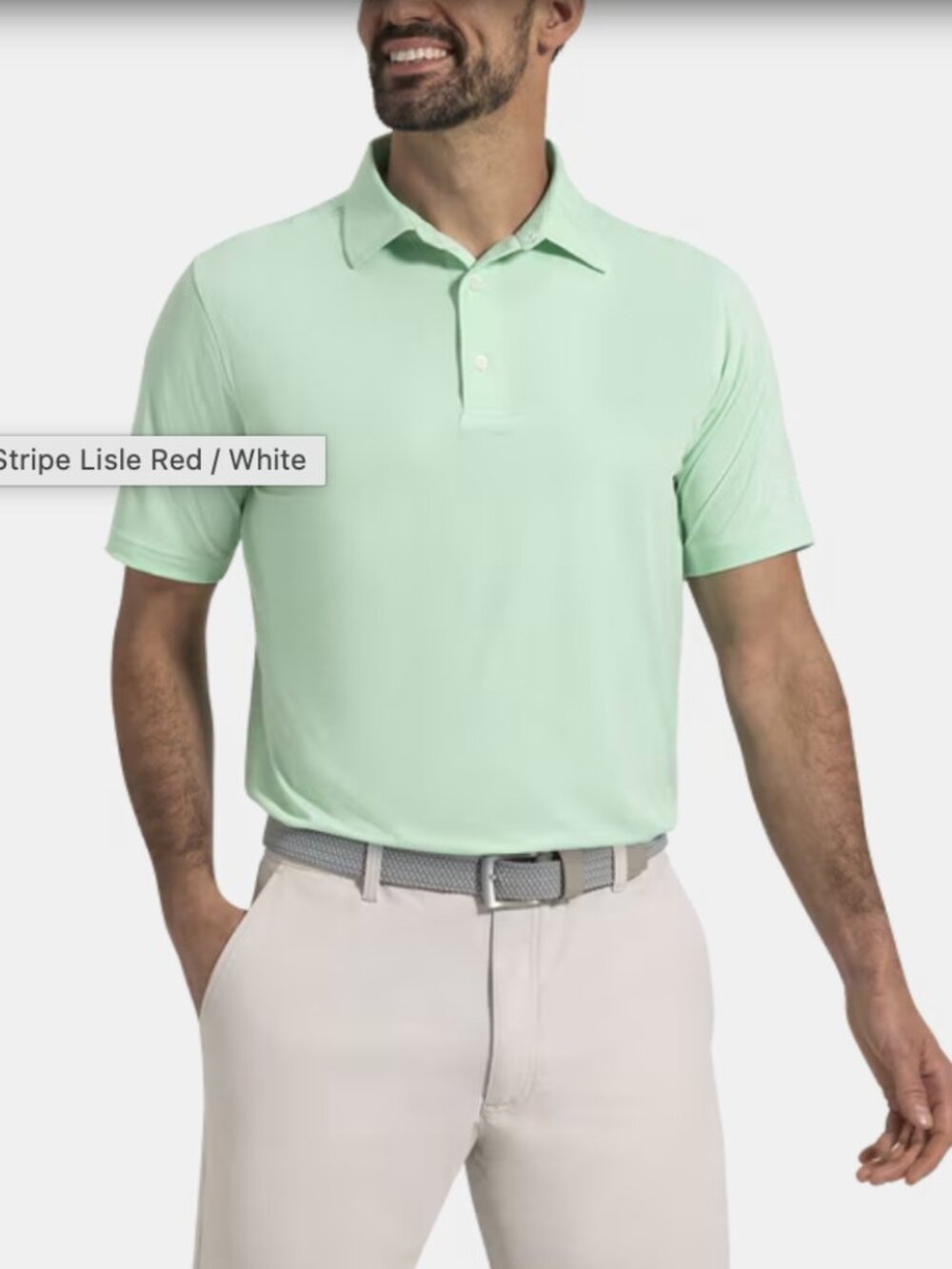 Footjoy MicroFeeder Stripe Lisle Mens collard golf shirt in Seafoam size large
